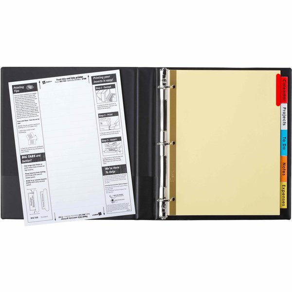 AveryÂ® Big Tabâ¢ Insertable Dividers 11109, Buff Paper, 5 Multicolor Tabs, 1 Set