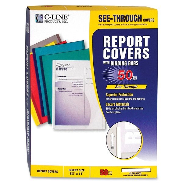 Report Cover, Binding Bar, Clear, PK50