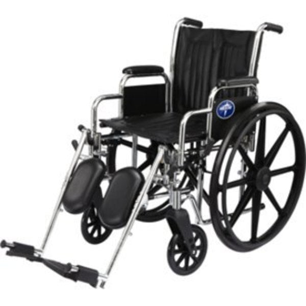 Wheelchair, 300lb, 18 In Seat, Silver/Black