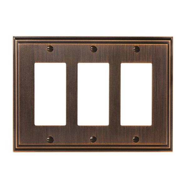 Mulholland 3 Rocker Wall Plates, Number of Gangs: 3 Zinc, Oil Rubbed Bronze Finish