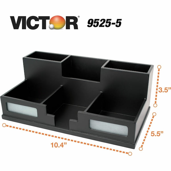 Desktop Organizer, Black, Wood, 5-1/2 in. H