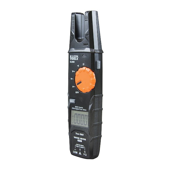 Clamp Meter, LCD, 200 A, 0.6 in (15 mm) Jaw Capacity, CAT II 1000V, CAT III 600V Safety Rating