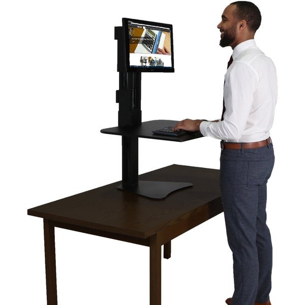 Sit-Stand Desk Converter, Includes Steel Base & Desk Surface