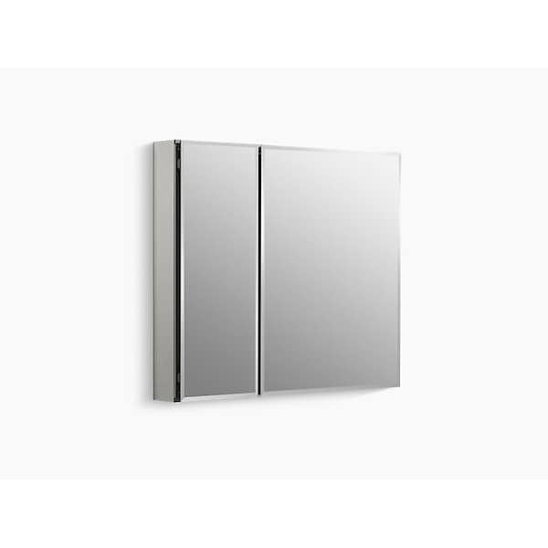 Aluminum Two-Door Medicine Cabinet With Mirrored Doors, Beveled Edges 30