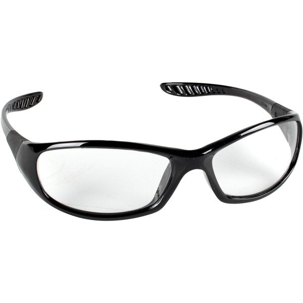 Safety Glasses, Wraparound Clear Polycarbonate Lens, Scratch-Resistant