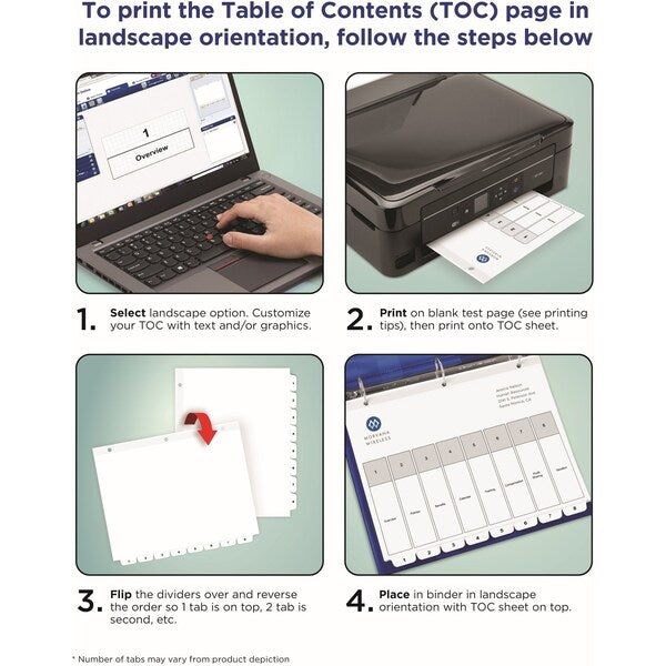 AveryÂ® Ready IndexÂ® Table of Contents Dividers 11132, 8-Tab Set