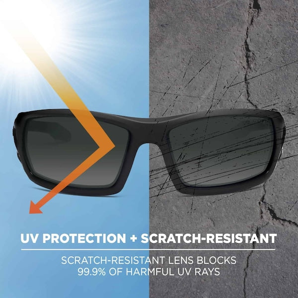 Safety Glasses, Traditional Smoke PC Decenter Lens, Scratch-Resistant