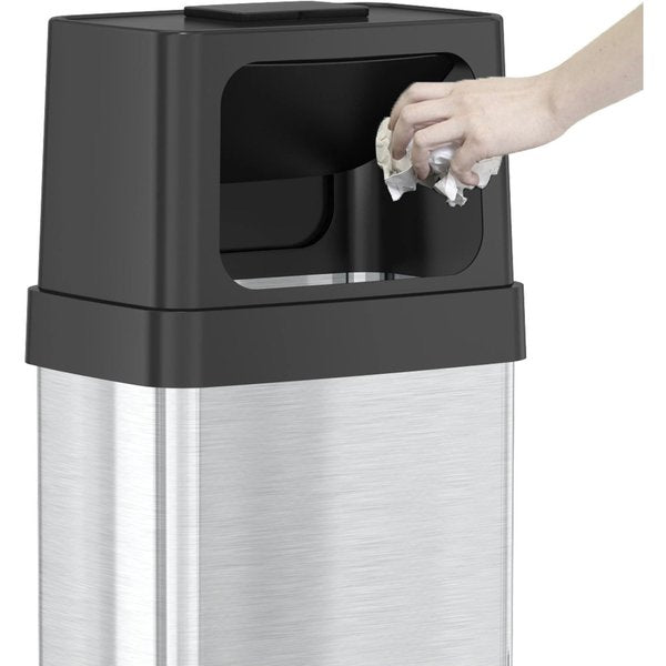 24 gal Rectangular Trash Can, Silver, Stainless Steel