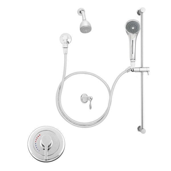 Commercial Shower Combination, Polished Chrome, Wall
