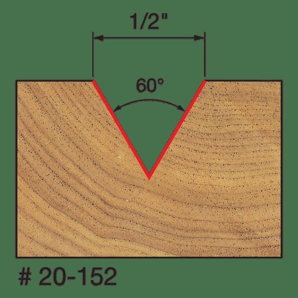 V Grooving Bit, 60deg, 1/2