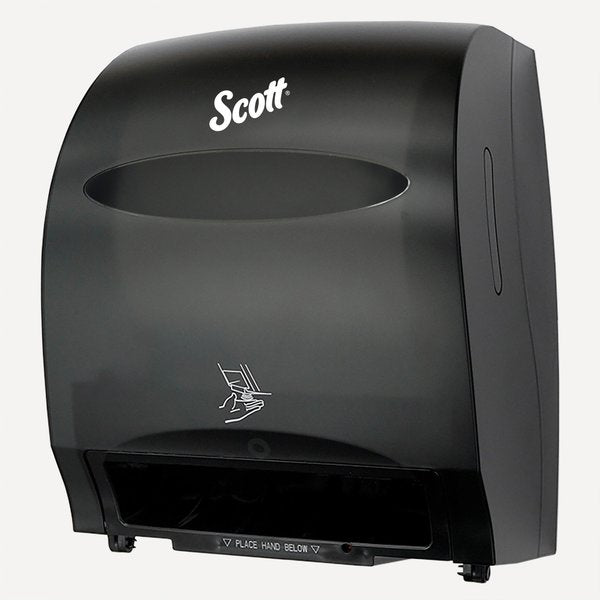 Essential Electronic Hard Roll Towel Dispenser, Black, Purple Core, 12.70
