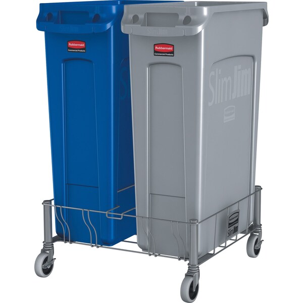 Container Dolly, 200 lb, Double, 9in H, Gray