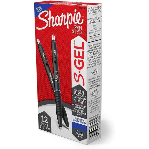S-Gel Pen, Bold 1.0mm, Blue, PK12