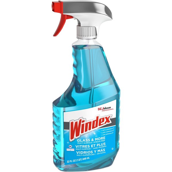 Liquid Glass Cleaner, Blue, Unscented, Trigger Spray Bottle