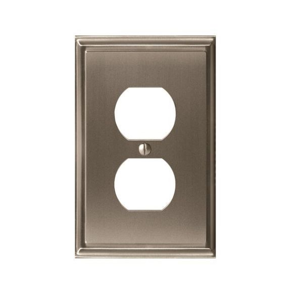 Mulholland 1 Receptacle Wall Plates, Number of Gangs: 1 Zinc, Satin Nickel Finish