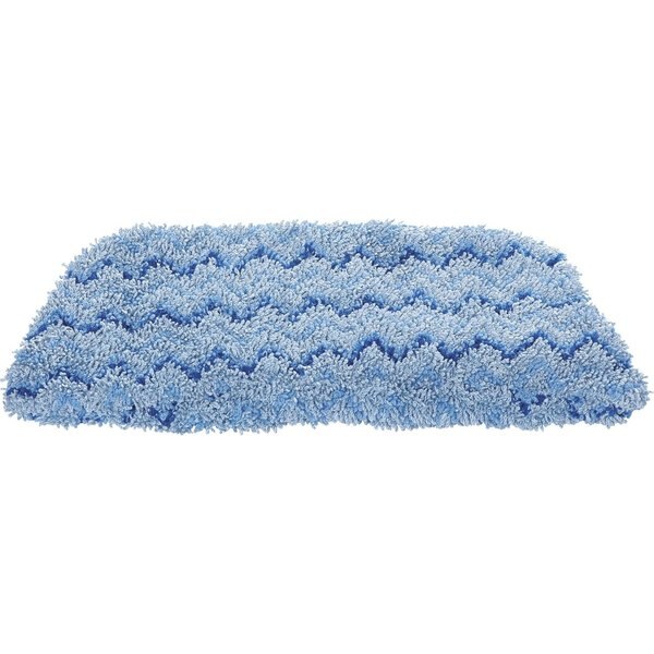 8-1/4 in L Flat Mop Pad, 0.322 oz Dry Wt, Quick Change Connection, Blue/White, Microfiber