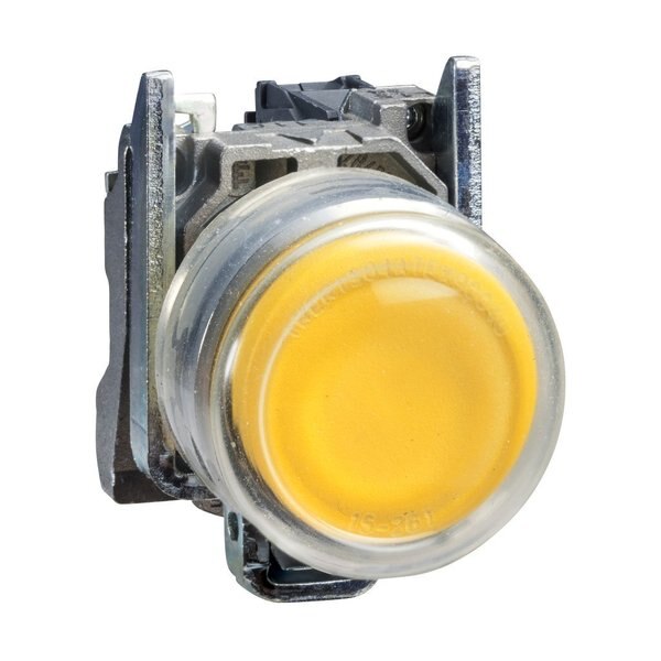 Push button, metal, projecting, yellow,