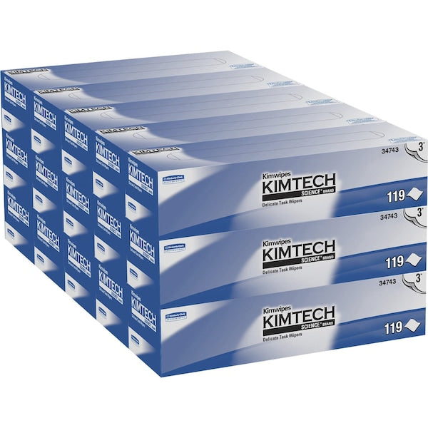 Dry Wipe, White, Box, 3-Ply Tissue, Laboratory, 100 Wipes, 11 3/4 in x 11 3/4 in