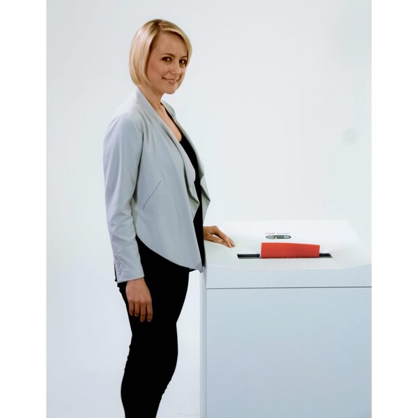 Paper Shredder, Strip-Cut, White, 34.3 gal.