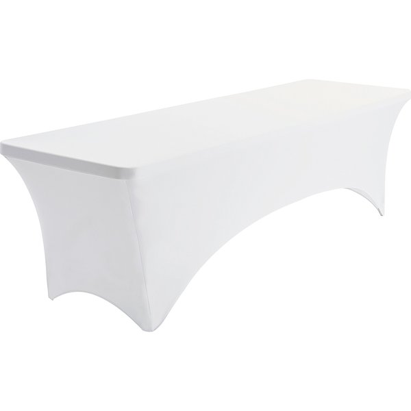 White Stretch Fabric Table Cover, 8 Ft.