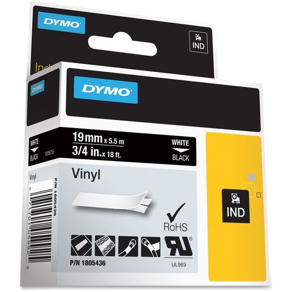 Rhinoâ¢ Label Cartridge, White on Black, 18 ft. L