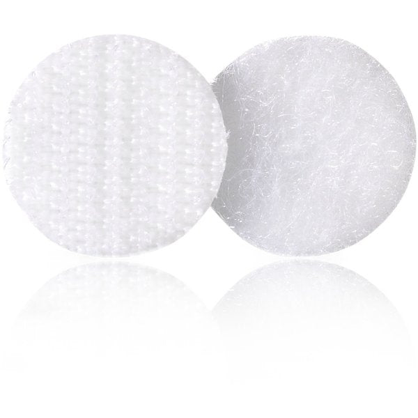 Reclosable Fastener, Disc, Rubber Adhesive, 5/8 in, White, 15 PK