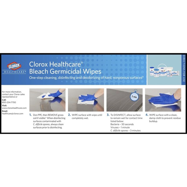 Germicidal Disinfecting Wipes, White, Canister, Hard, Non Porous Surfaces, 150 Wipes, 5 in x 6 in