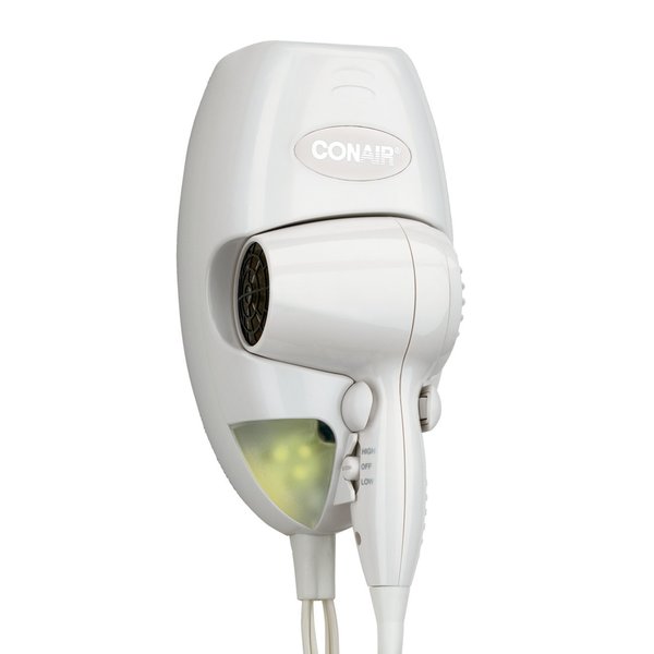 Hairdryer, Wallmount, White, 1600 Watts