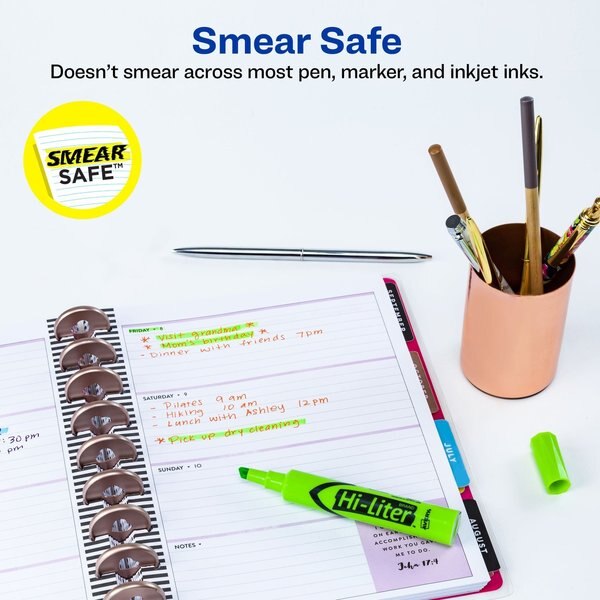 Highlighter, Chisel Tip, Fluorescent Green, Smear Safe, Nontoxic