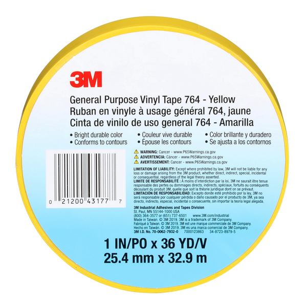 3Mâ¢ 764 Vinyl Tape, 5.0 Mil, 1