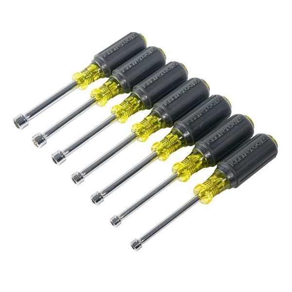Hollow Shank Nut Driver Set, 3 in Shafts, Ergonomic Cushion Grip, Metric, 7-Piece
