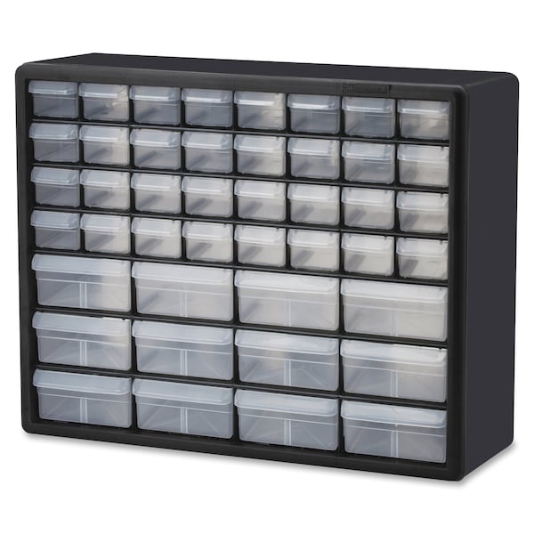 Drawer Bin Cabinet with 44 Drawers, Plastic, 20 in W x 15 3/4 in H x 6 1/2 in D