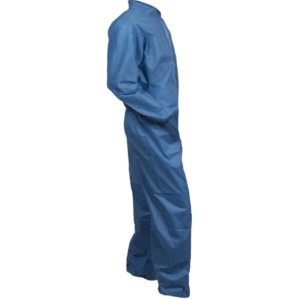 Collared Disposable Coveralls, 20 PK, Blue, SMMMS, Zipper