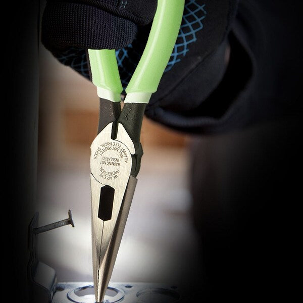 Pliers, Long Nose Side-Cutters, High-Visibility, 8-Inch