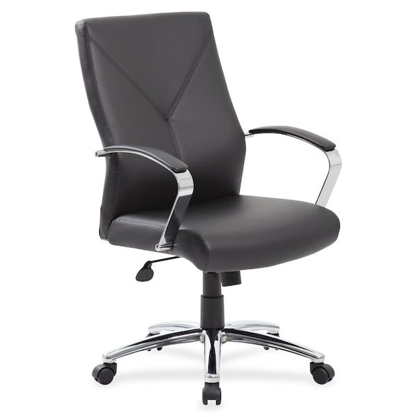 Leather Executive Chair, Fixed, Black