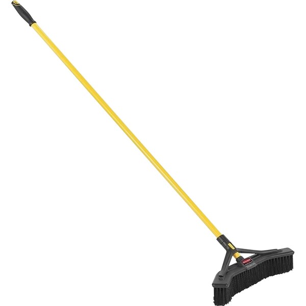 18 in Sweep Face Broom, Medium, Synthetic, Black, 58 in L Handle