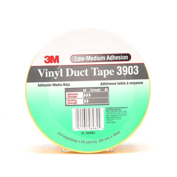 Duct Tape, 2 x 50 yd, 6.5 mil, Yellow, Vinyl