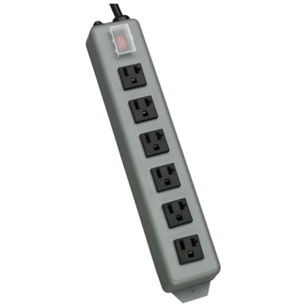 Outlet Strip, 20A, 6 Outlet, 15 ft, Gray