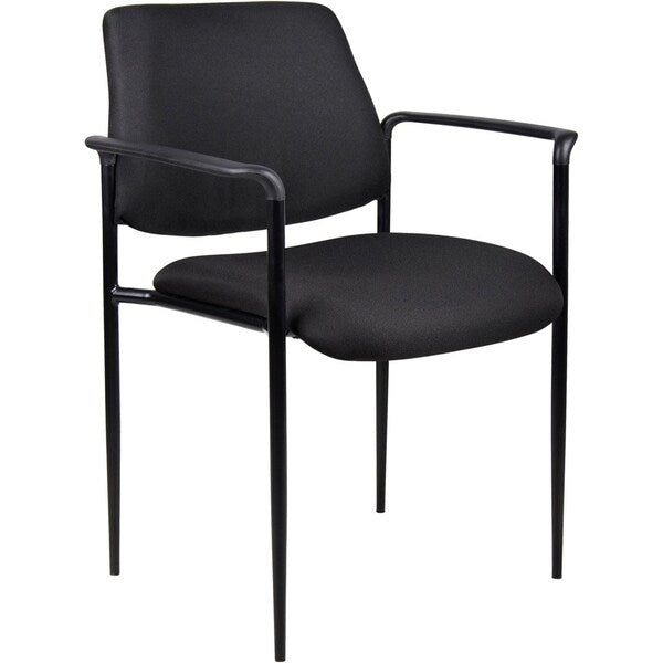Square Back Diamond Stacking Chair W/Arm In Black