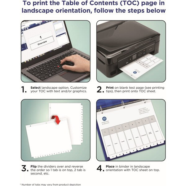AveryÂ® Ready IndexÂ® Table of Contents Dividers 11125, 26-Tab Set, A-Z