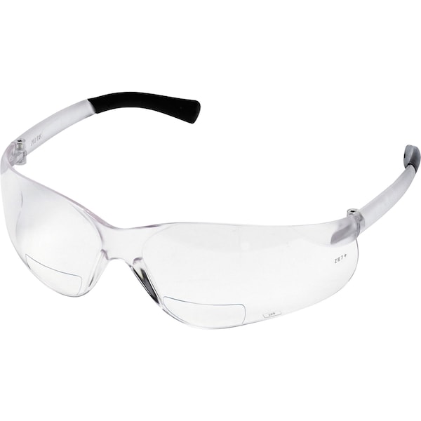 Bifocal Safety Reading Glasses, Anti-Scratch, Padded Arms, Clear Frame, Clear Lens, +1.50 Diopter