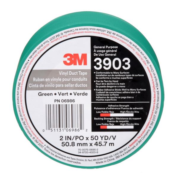 Duct Tape, 2 x 50 yd, 6.5 mil, Green, Vinyl