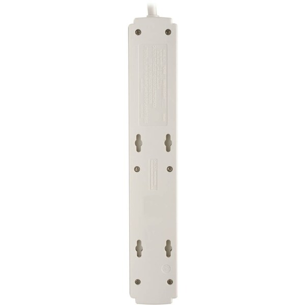 Surge Protector Strip, 6 Outlet, Gray