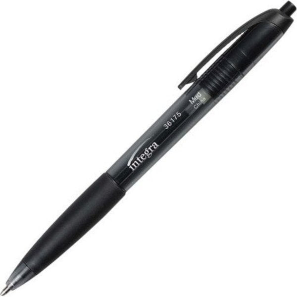 Rubber Grip Retractable Pens, Black, PK12