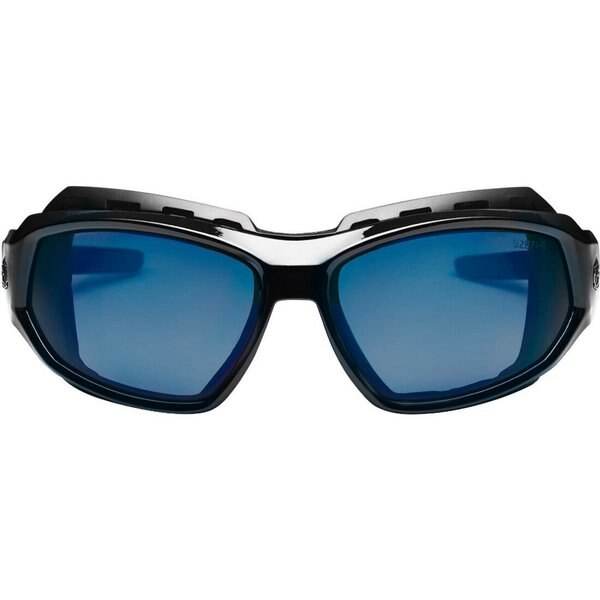 Safety Glasses, Traditional Blue Mirror PC Decenter Lens, Scratch-Resistant