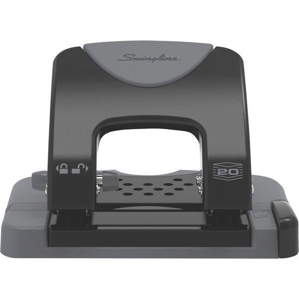 Two-Hole Paper Punch, 20 Sheets, Blck/Gray
