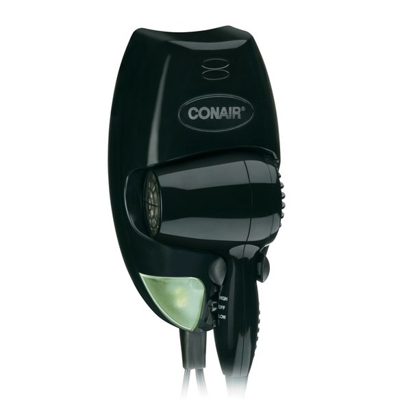 Hairdryer, Wallmount, Black, 1600 Watts