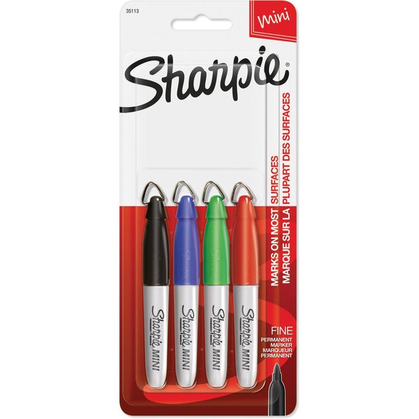 Permanent Marker Set, Fine Tip Black, Blue, Green, Red PK4