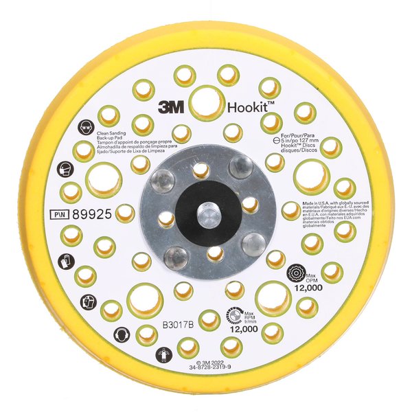 Hook-and-Loop Disc Backup Pad, 5 in Dia