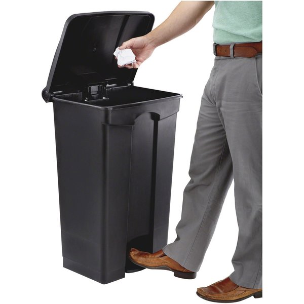 23 gal Rectangular Trash Can, Black, 19-3/4